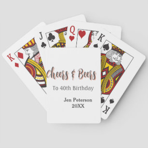 Cheers & beers to 40th birthday gray name year sin poker cards
