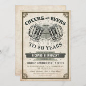 Cheers & Beers Vintage Birthday Party Invitation (Front/Back)