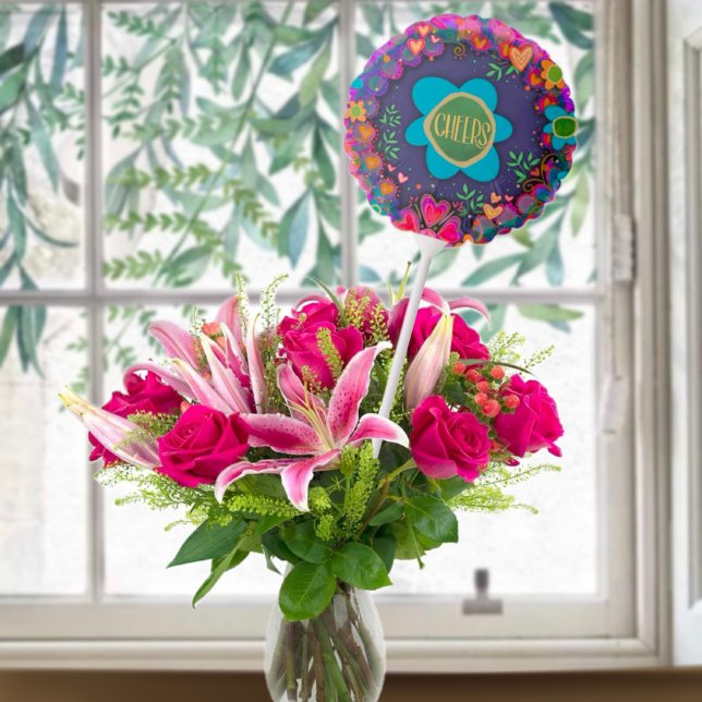 Cheers Birthday Colorful Fun Flower Balloon (Celebrate with a fun cheers birthday balloon.
)