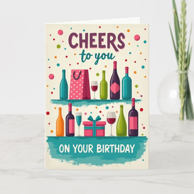 Cheers Birthday Festive Shelf Card (Front)