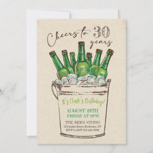 Cheers Birthday Invitation, Adult Birthday Invitation