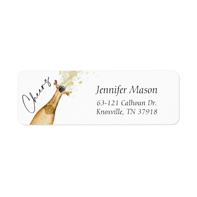 Cheers Birthday Invitation Return Address Label (Front)