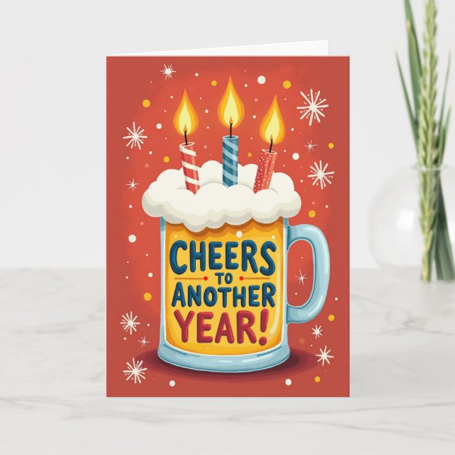 Cheers Birthday Mug Candle Card (Front)