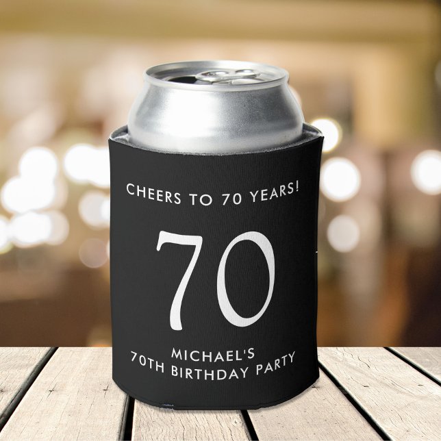 Cheers Black 70th Birthday Party Can Cooler (Creator Uploaded)