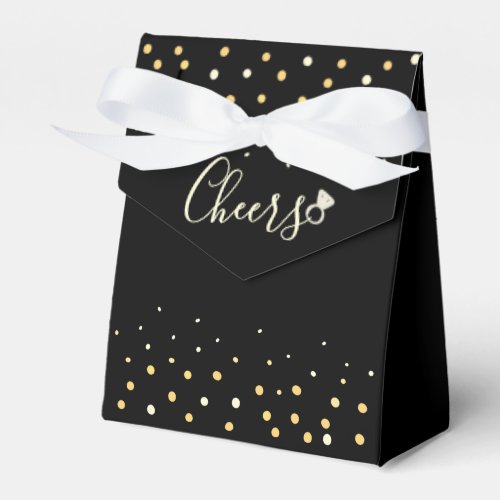 Cheers Black and Gold Bachelorette Party Custom Favor Boxes