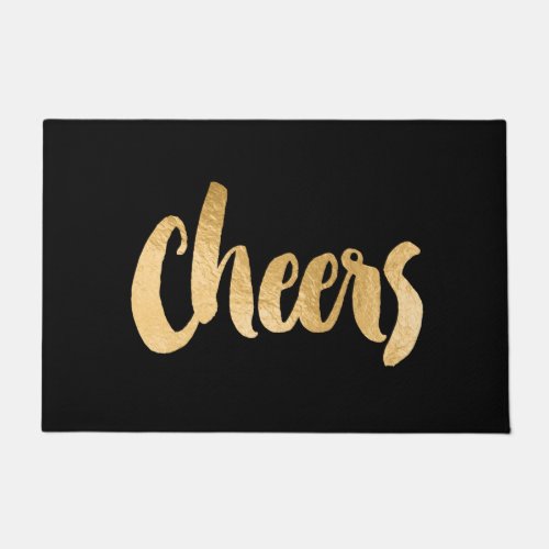 Cheers Black and Gold Christmas Doormat