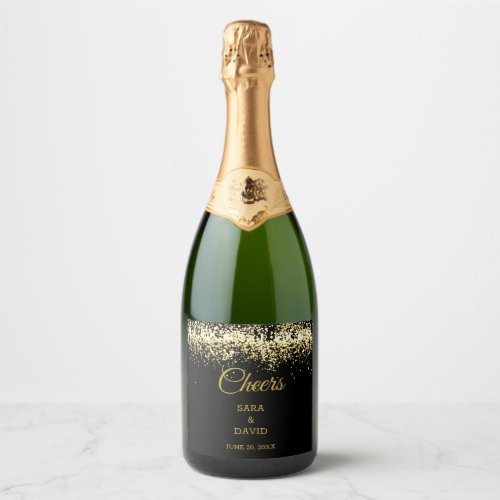 Cheers Black and Gold Luxury  Sparkling Wine Label