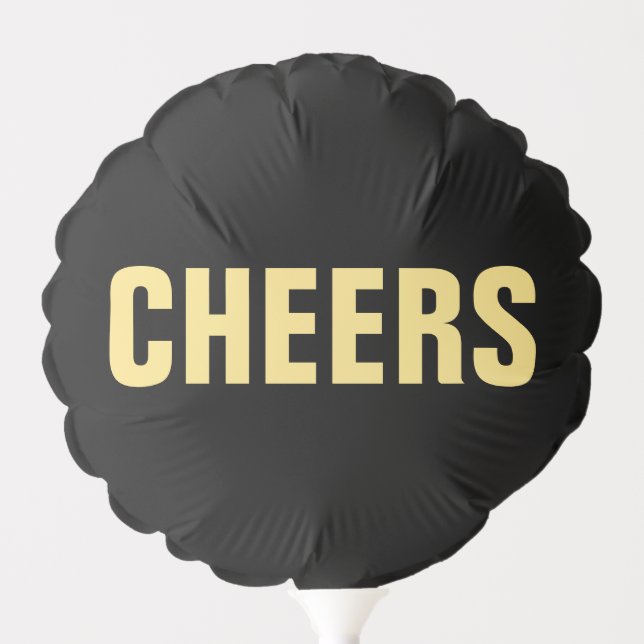 'CHEERS' Black and Gold Party Balloon (Front)