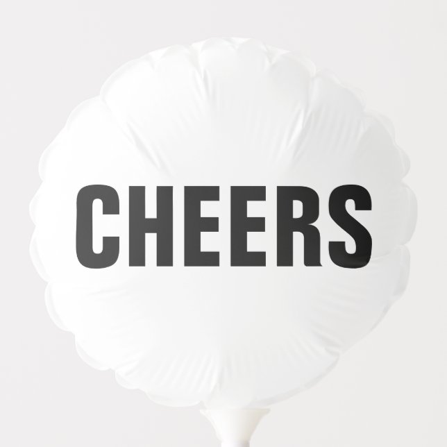 'CHEERS' Black and White Party Balloon (Front)