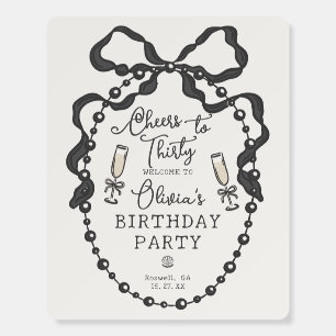 Cheers Black Coquette Bow Birthday Welcome Foam Board