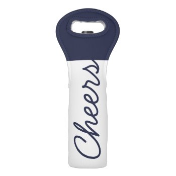 Cheers Blue And White Customizable Wine Bag by Ricaso_Designs at Zazzle