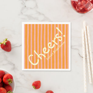 Cheers Blush Orange Stripe Bridal Shower Napkins