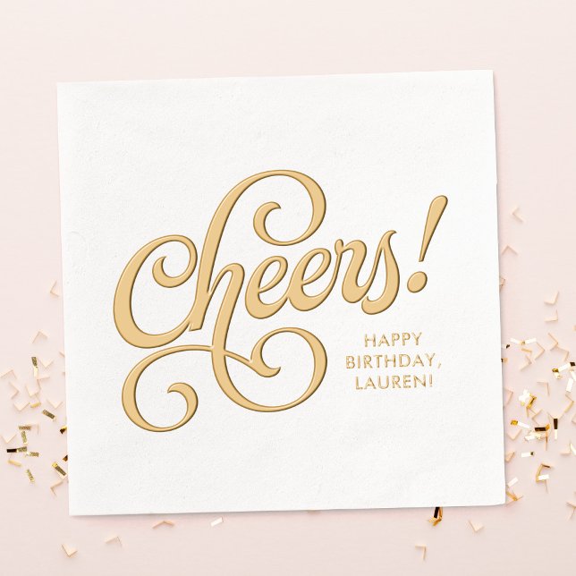 Cheers bold retro script  foil napkins (Creator Uploaded)