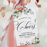 Cheers Bridal Shower Thank You Favor Greenery Tags<br><div class="desc">Add this elegant tag to your mini champagne bottles for a special finishing touch! The top and bottom design greenery such as eucalyptus, olive branches, and other elegant leafy watercolor elements. "Cheers" is printed in a calligraphy elegant font to add elegance to your event! View the collection on this page...</div>