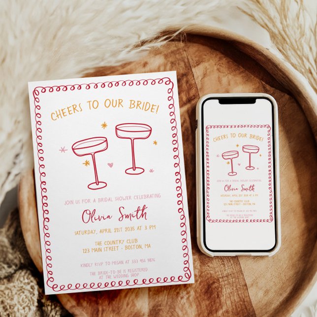 Cheers Bridal shower whimsical  Invitation (Creator Uploaded)