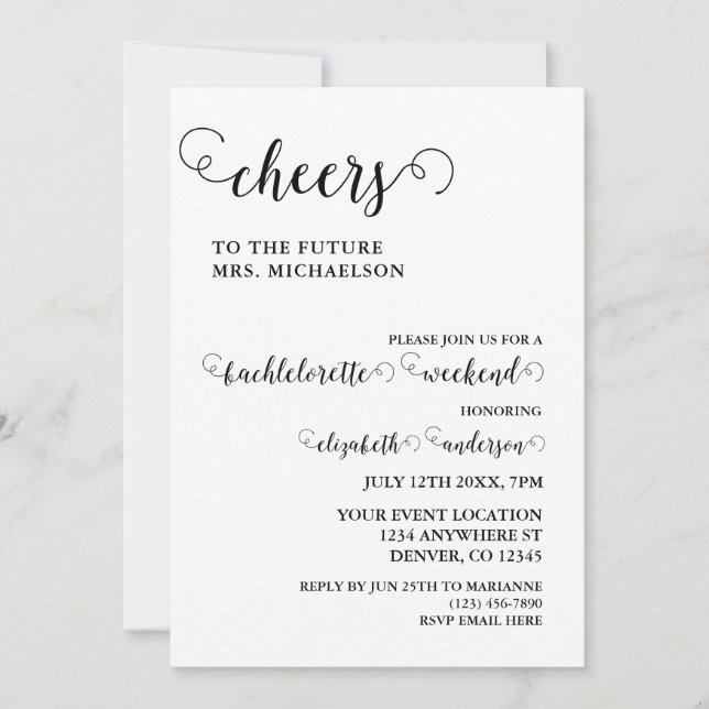 Cheers Bride To Be Bachelorette Invitation (Front)