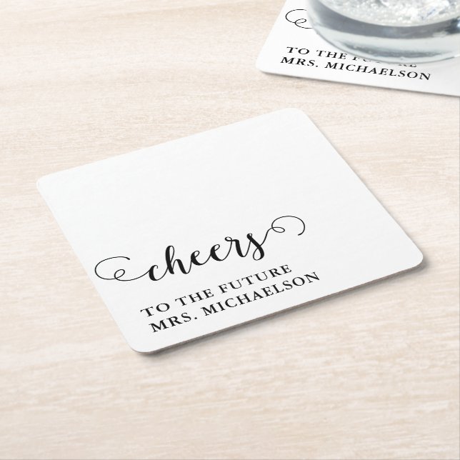 Cheers Bride To Be Wedding Event Square Paper Coaster (Angled)