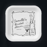 Cheers Brunch and Bubbly Bridal Shower Paper Plates<br><div class="desc">Elevate your bridal shower with our hand-drawn champagne paper plates! Elevate your table setting with a personalized touch to each plate,  enhancing the overall aesthetic of your celebration. Toast to love and laughter with this delightful addition to your event decor!  Matching items in Cava party design.</div>