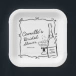 Cheers Brunch and Bubbly Bridal Shower Paper Plates<br><div class="desc">Elevate your bridal shower with our hand-drawn champagne paper plates! Elevate your table setting with a personalized touch to each plate,  enhancing the overall aesthetic of your celebration. Toast to love and laughter with this delightful addition to your event decor!  Matching items in Cava party design.</div>