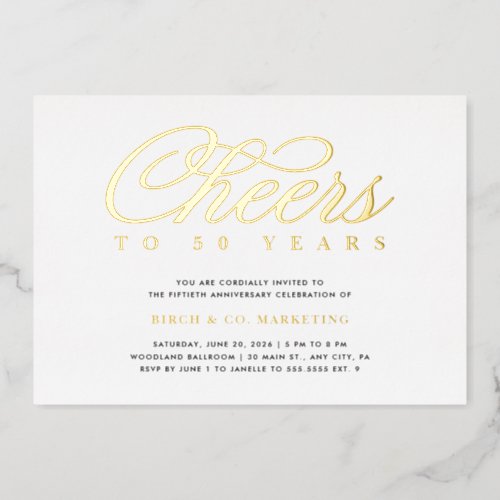 Cheers Business Anniversary Foil Invitation