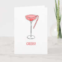 Cheers! Candy Cane Cocktail Christmas Card