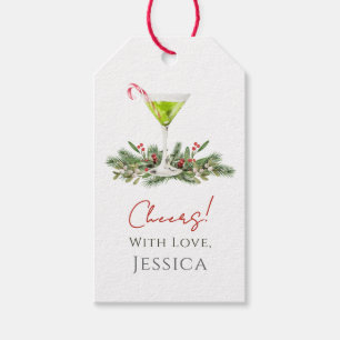 Cheers Candy Cane Martini and Mistletoe Holiday Gift Tags