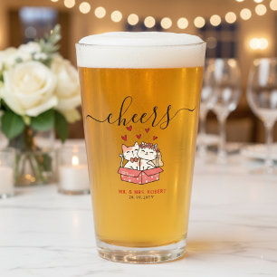 Cheers Cat Lovers Wedding Favor Personalized Glass