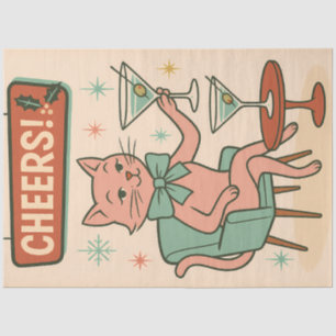 Cheers Cat – Mid Century Christmas Cocktail Tissue Paper