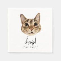 Cheers Cat Wedding Napkin Modern Customized