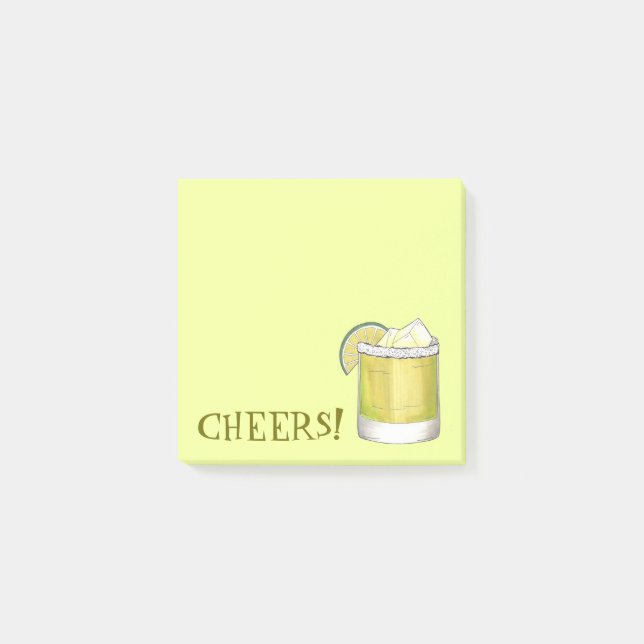 Cheers! Celebration Margarita Cocktail Lime Green Post-it Notes (Front)