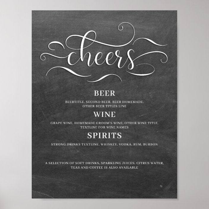 Cheers Chalkboard Wedding Bar Sign Zazzle Com