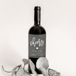 Cheers | Chalkboard Wedding Wine Labels<br><div class="desc">Personalize these brushed charcoal gray chalkboard style wine labels with your names,  wedding date and wine varietal or personal message. Design features "Cheers" in white handwritten style brush lettering with a small heart illustration.</div>