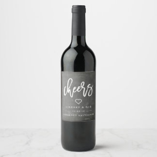 Cheers | Chalkboard Wedding Wine Labels