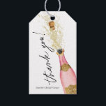 Cheers Champagne Bottle Bridal Shower Favor Gift Tags<br><div class="desc">Cheers Pink Champagne Bottle thank you favor gift tags. Personalize them with your name and event. Designed with a beautiful watercolor Pink and Gold Champagne Bottle.  Matching items in our store Cava Party Design.</div>