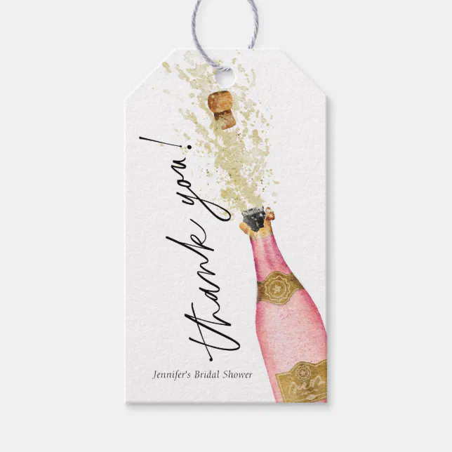 Cheers Champagne Bottle Bridal Shower Favor Gift Tags | Zazzle
