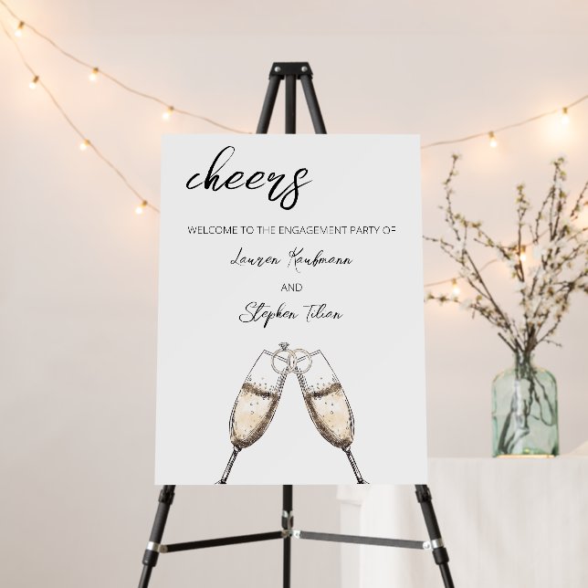 Cheers Champagne Engagement Party Welcome Sign (In Situ (Stand))