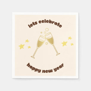 Cheers champagne glasses New Years message Napkins
