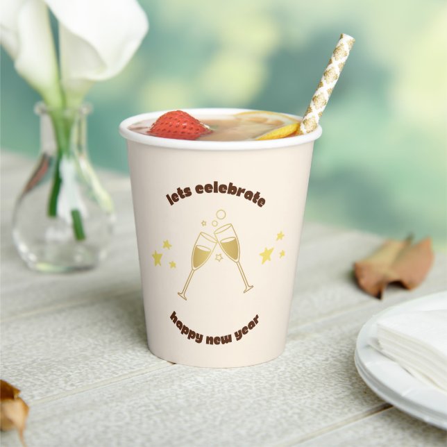 Cheers champagne glasses New Years message Paper Cups (Insitu)
