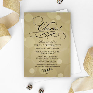 Cheers Champagne Gold Corporate Holiday Party Invitation