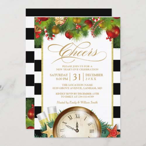Cheers Champagne New Years Eve Countdown Party Invitation