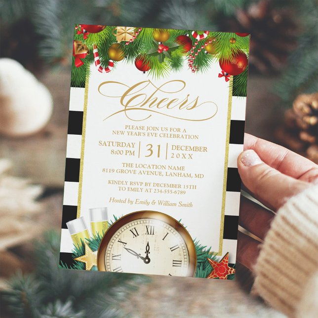 Cheers Champagne New Years Eve Countdown Party Invitation (Creator Uploaded)