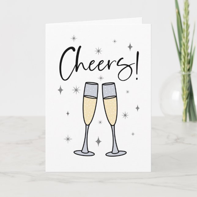 Cheers! Champagne Toast Wedding or Engagement Card (Front)