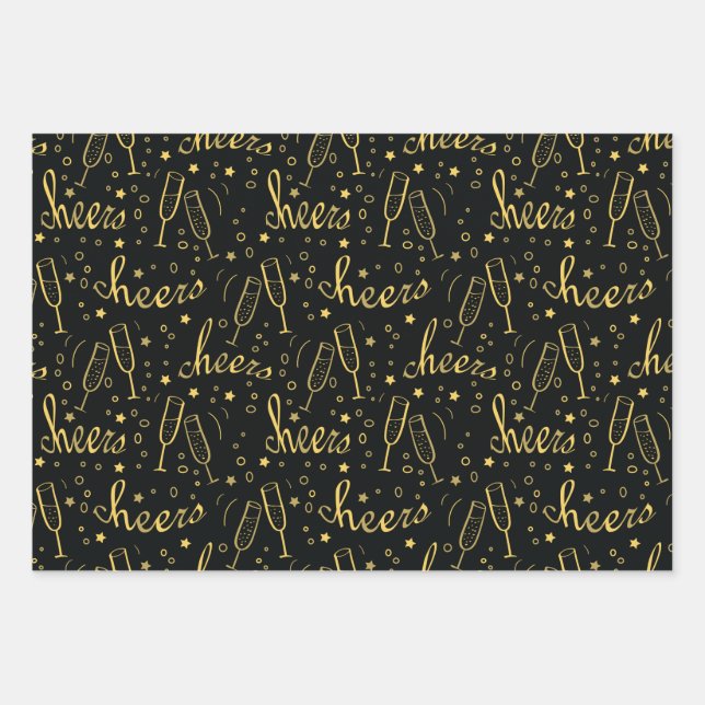 Cheers Champagne Wrapping Paper Sheets (Front)