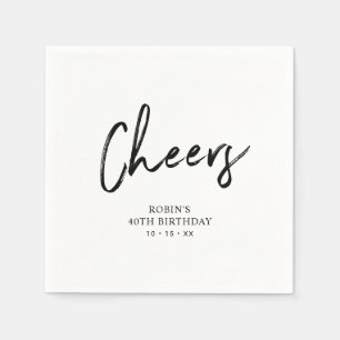 Cheers Chic Brush Script Adult Birthday Party Napkins