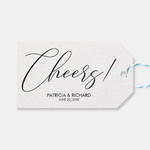 Cheers Chic Script Lettering Wedding Favors Tag