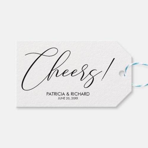 Cheers Chic Script Lettering Wedding Favors Tag