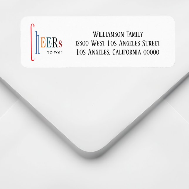 Cheers Christmas New Years Return Address Label (Cheers Holiday Return Address Labels. Festive and fun the perfect addition to your envelopes. )