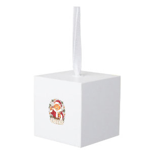 Cheers Christmas Orange Cat Santa Hat Drinks Ginge Cube Ornament