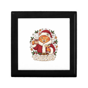 Cheers Christmas Orange Cat Santa Hat Drinks Ginge Gift Box