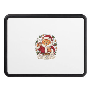 Cheers Christmas Orange Cat Santa Hat Drinks Ginge Hitch Cover